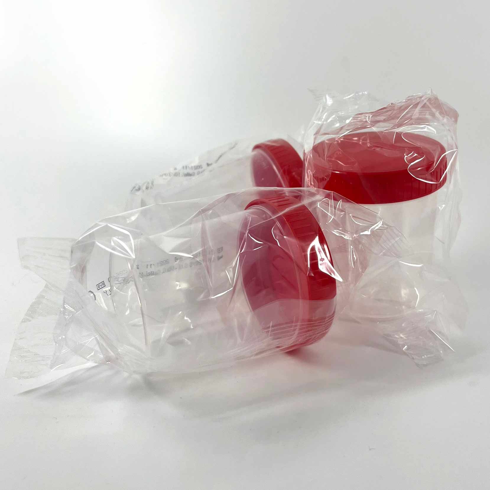 CONTENITORI URINA PP 150ML TAPPO A VITE ROSSO STERILE