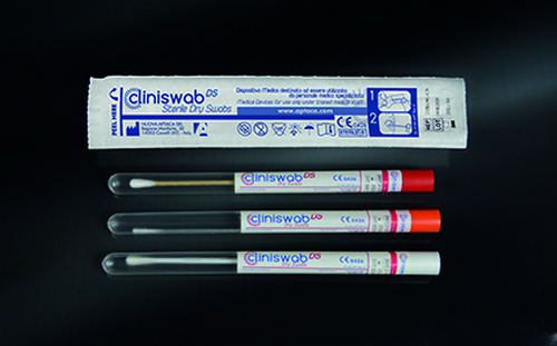 TAMPONI SECCHI ASTA IN ALLUMINIO IN PROVETTA STERILE 